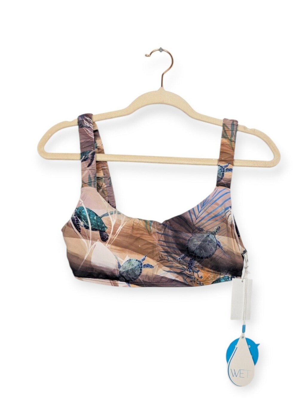 WET Swimwear Bikini Top M Neutral Turtle Print Swimwear NWT
